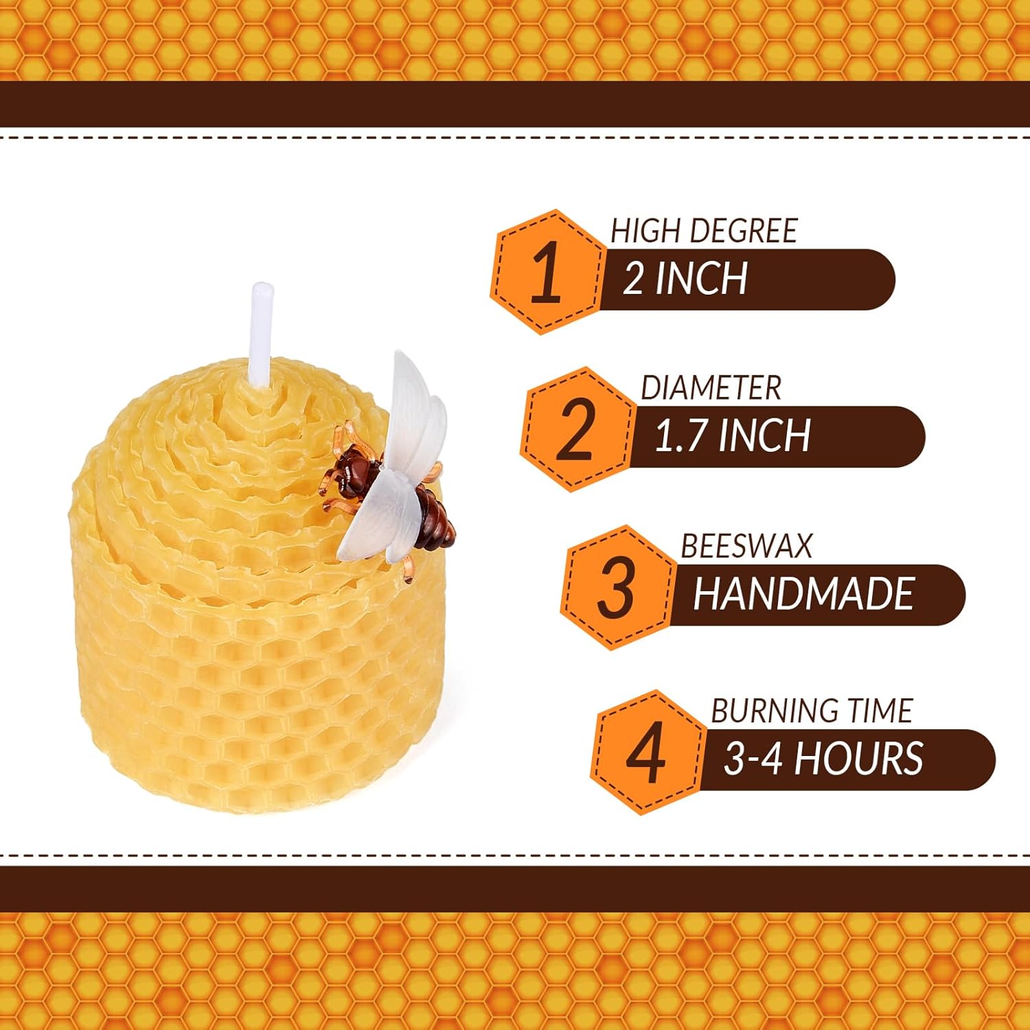 DEYBBY Natural Beeswax Candles Set of 6, Small Bees Wax Votive Candles with Little Bee Decorations as Housewarming Birthday Event Gift Party Favor (Yellow)