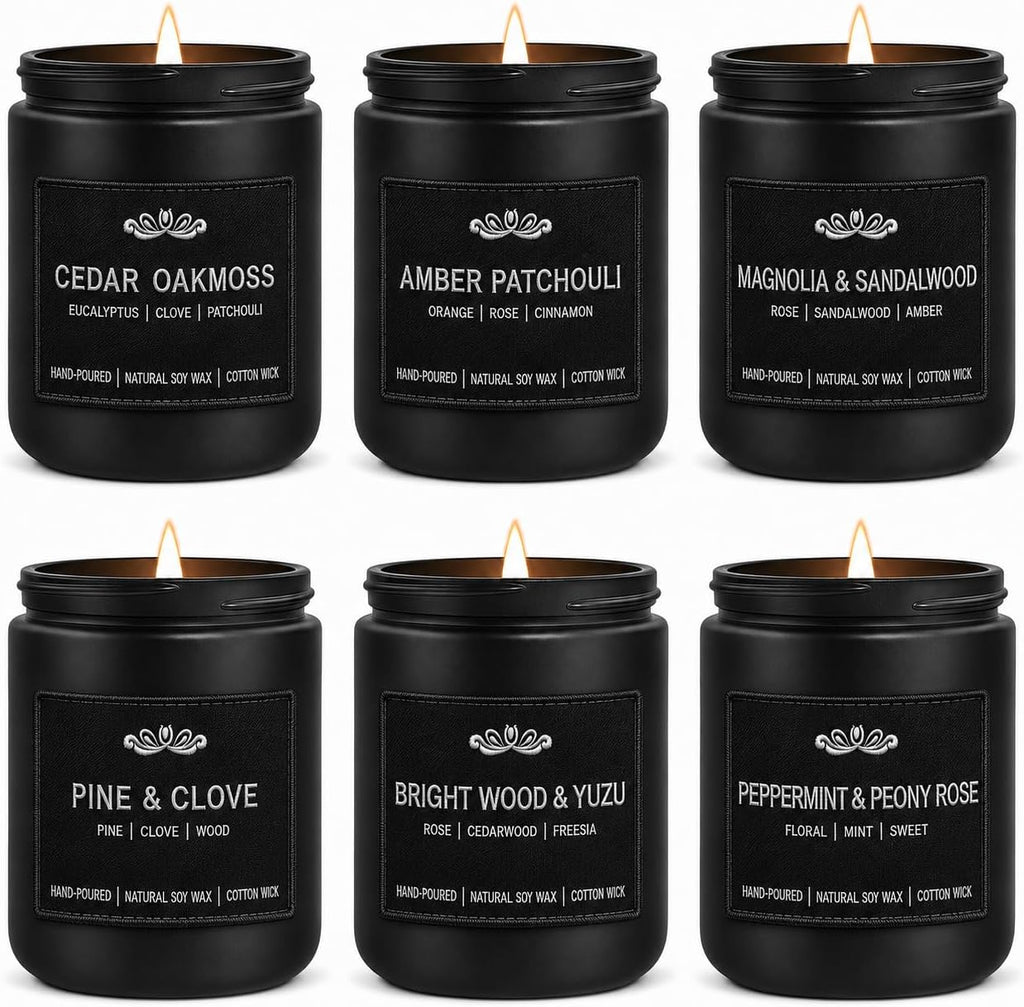 6 Pack Candles for Home Scented Aromatherapy Candles Gifts Set for Men, Men Candle Set, 42 oz 300 Hour Long Lasting Candles, Gifts for Mens Birthday Fathers Day Anniversary Present