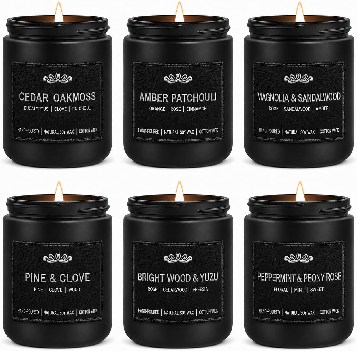 6 Pack Candles for Home Scented Aromatherapy Candles Gifts Set for Men, Men Candle Set, 42 oz 300 Hour Long Lasting Candles, Gifts for Mens Birthday Fathers Day Anniversary Present
