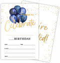 Blue Balloons Birthday Party Invitations For Boys Girls - Let's Celebrate - 20 Double-Sided Fill In Style Invite Cards With Envelopes - Birthday Party Favor & Decorations - B06