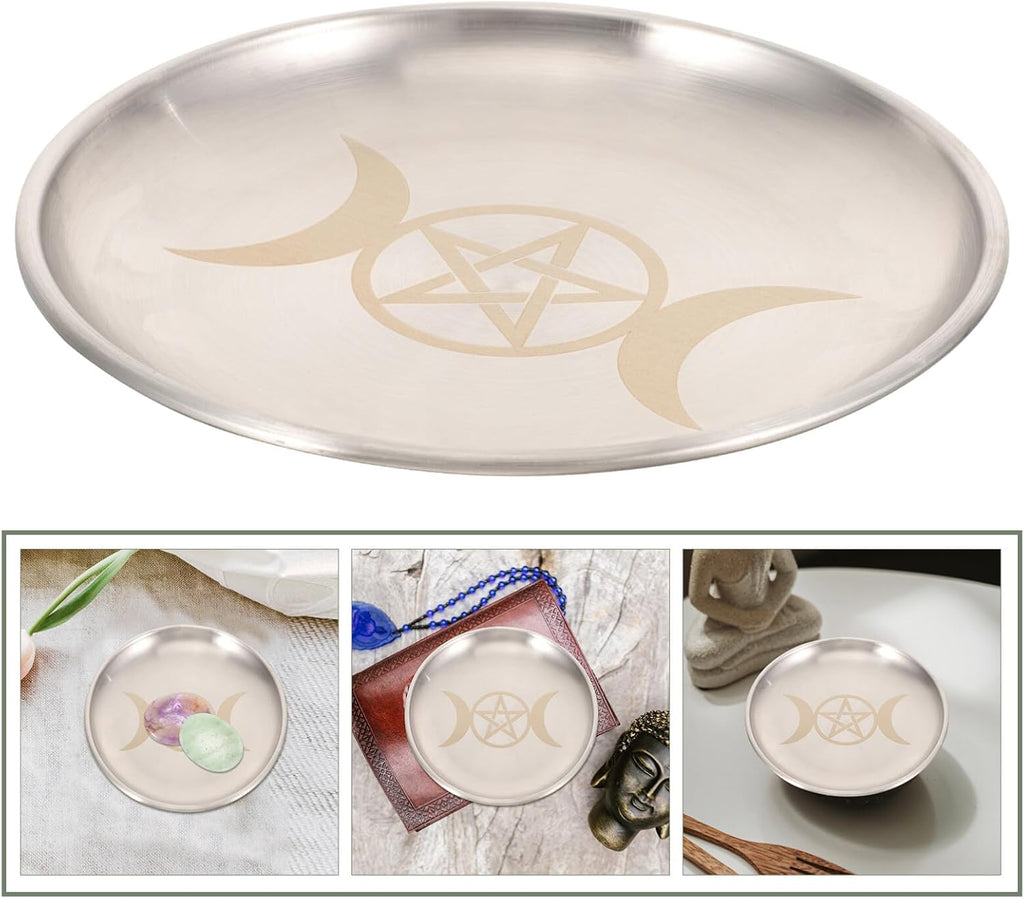 COHEALI Altar Plate Candle Holder Ritual Burning Incense Burner Offering Bowl Decorative Tealight Tray Witchcraft Wiccan Tarot Supplies