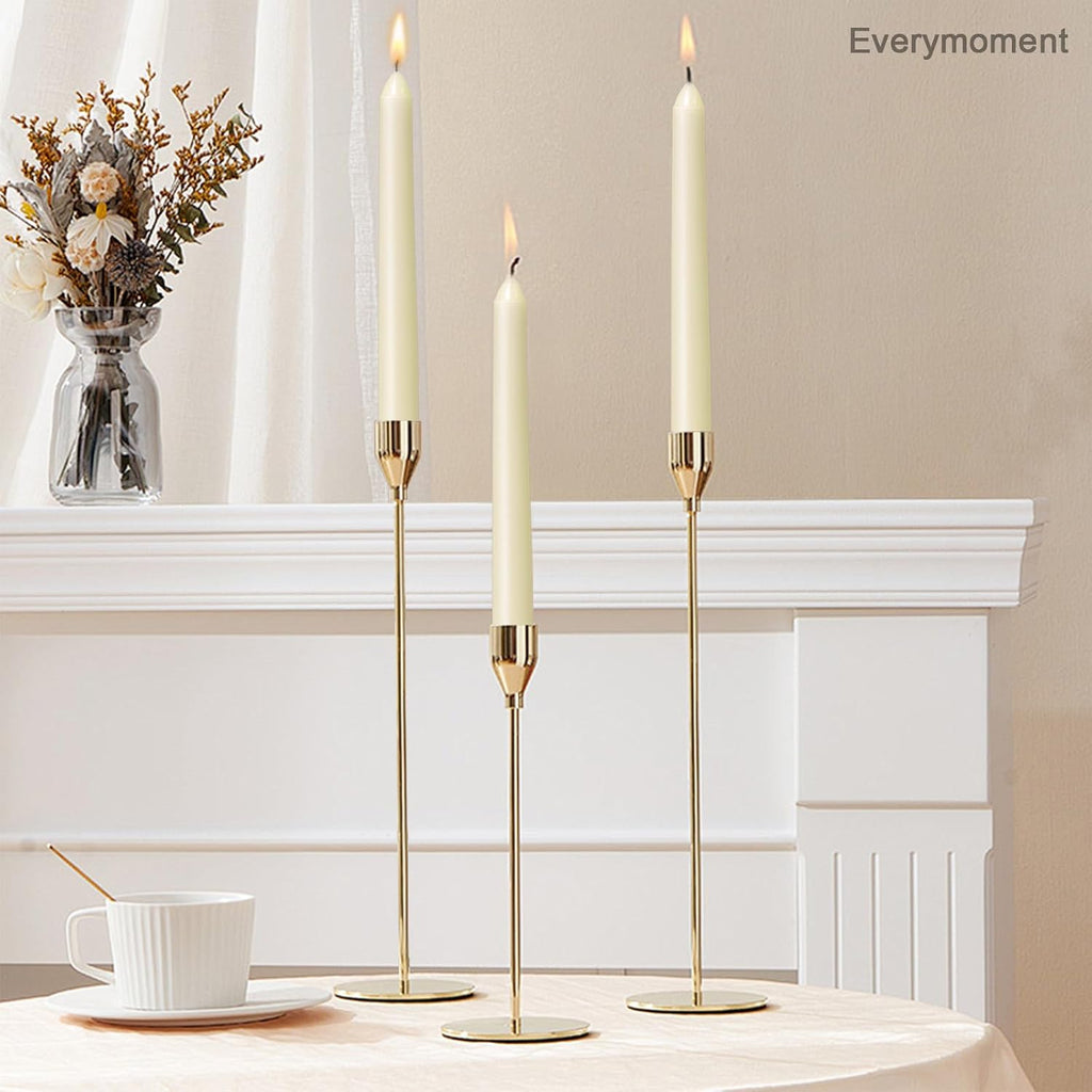 Everymoment Ivory Taper Candles - 4 Pack 10 Inch Candlesticks - Dripless & Smokeless Tapered Candle 8 Hours Unscented Cream Candle Sticks - Perfect for Wedding Holiday Dinner Party Home Decor