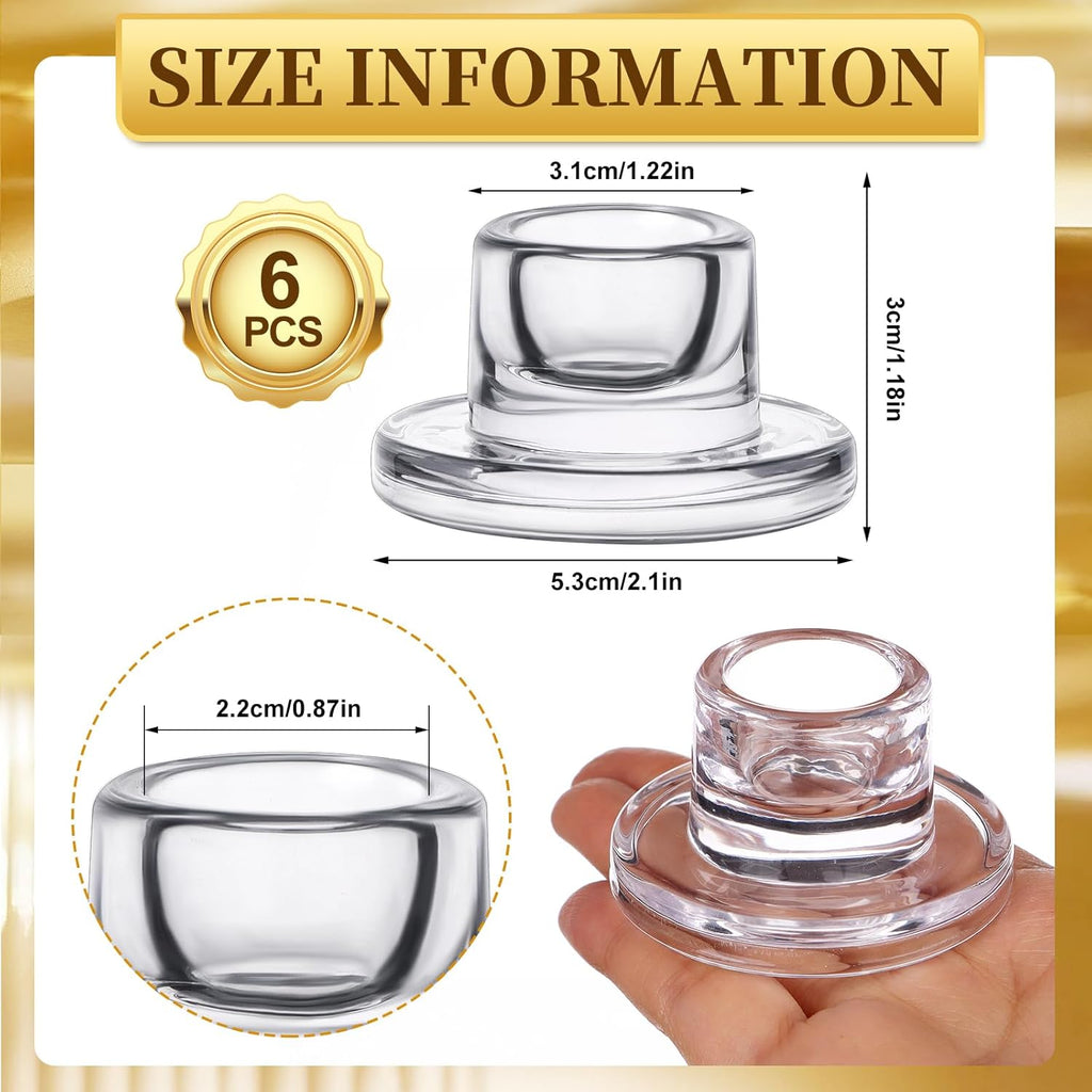 6 PCS Glass Taper Candle Holders Bulk Candlestick Holders Clear Short Tapered Candle Stick Holder Decor Set for Table Centerpiece Wedding Party Advent Christmas Home Decorations (6, Clear)