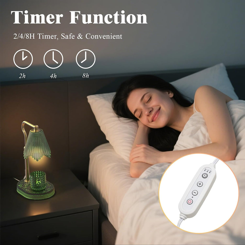 Candle Warmer Lamp with Timer & Dimmable 4-Level Brightness - Adjustable Height,for New Home Bedroom, Gifts for Women (Green)