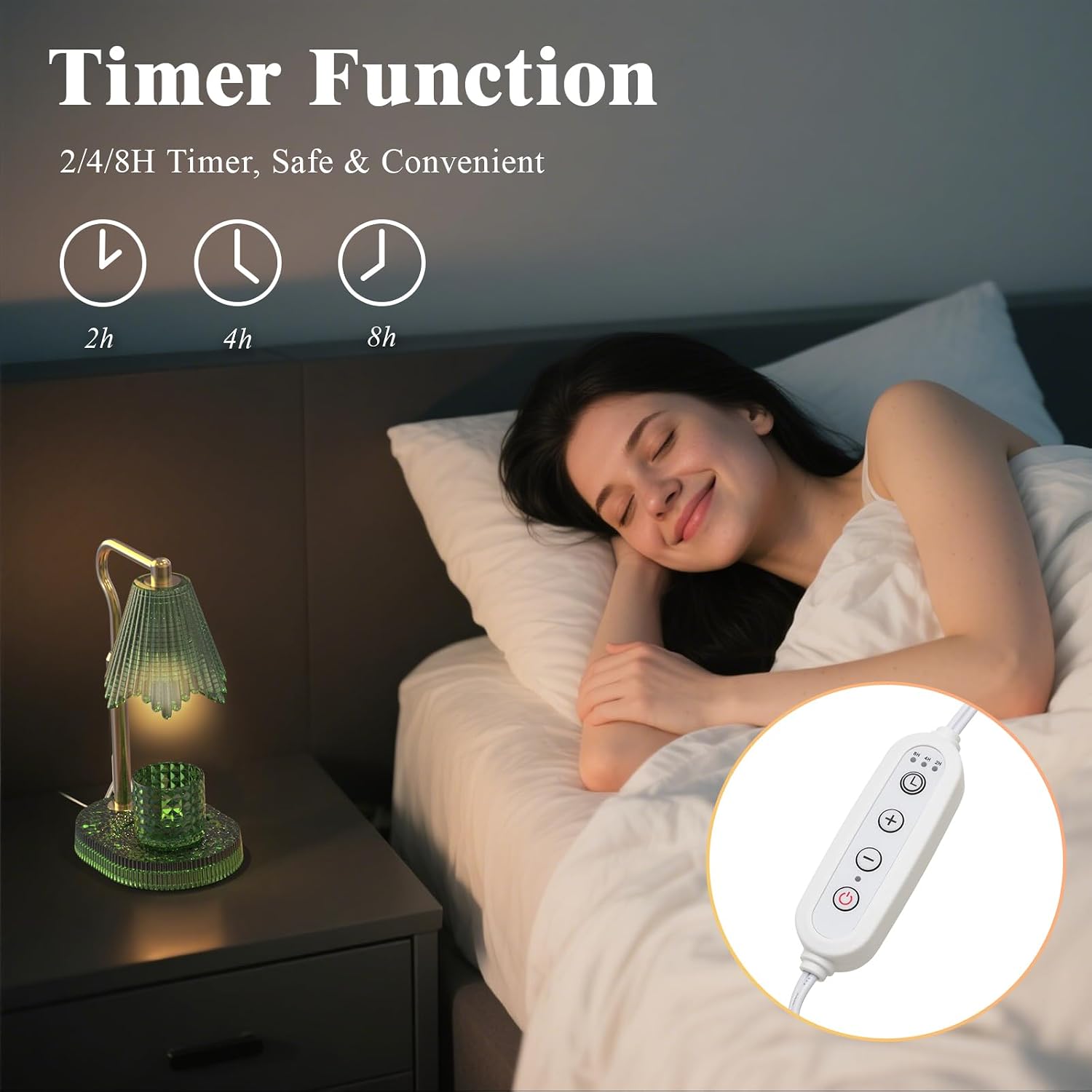 Candle Warmer Lamp with Timer & Dimmable 4-Level Brightness - Adjustable Height,for New Home Bedroom, Gifts for Women (Green)
