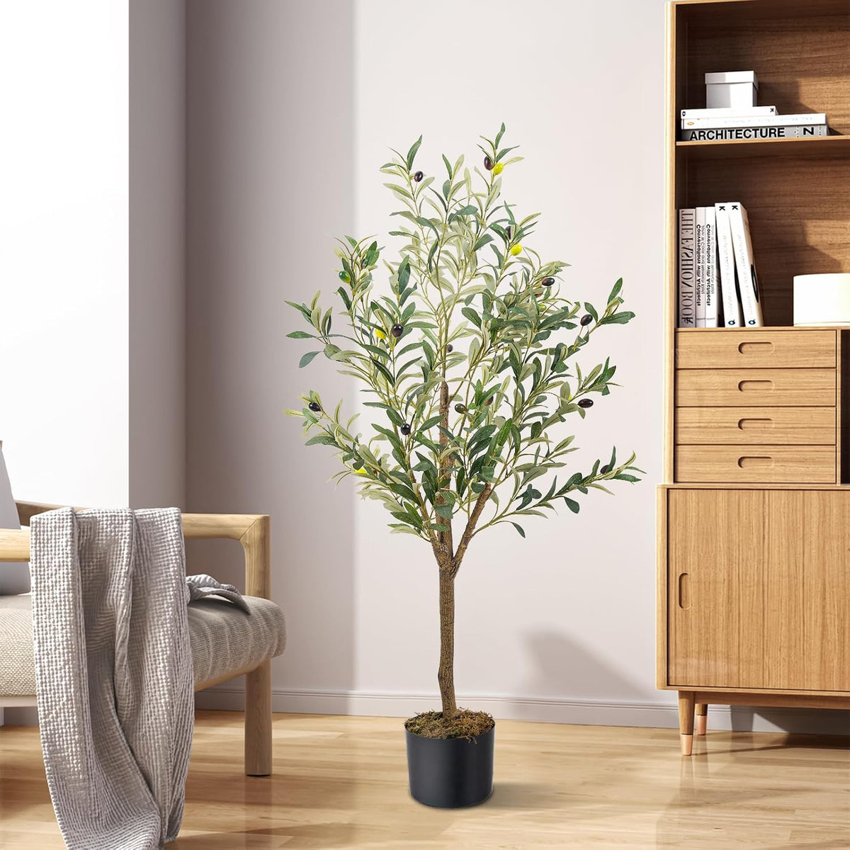 artificial fake olive tree 4ft 1pack faux olive, front angle view
