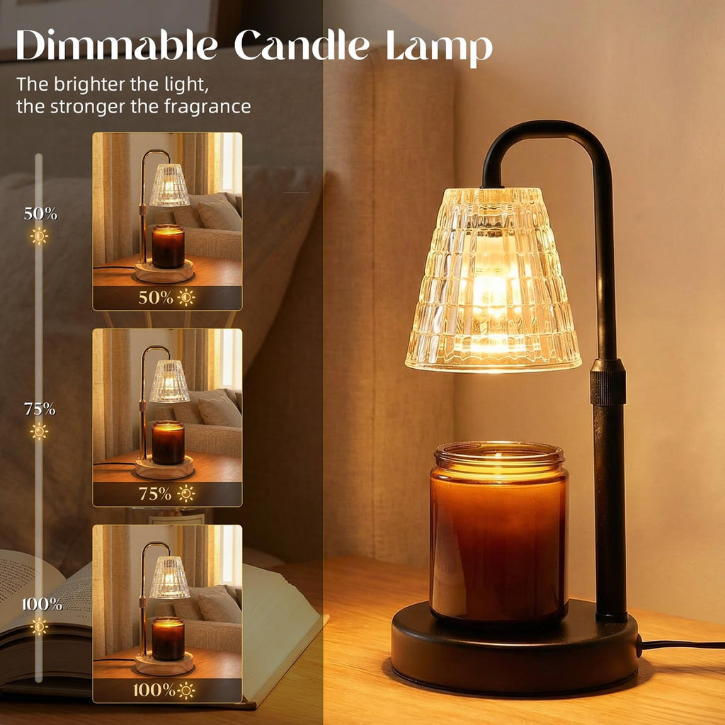 Glimra Candle Warmer Lamp, Candle Warmer Lamp with Timer, Dimmable | for Jar Candles Candle Warmer Birthday Gifts,for Mom Women Friend Sister,Office Apartment Dorm Room Home Decor Black