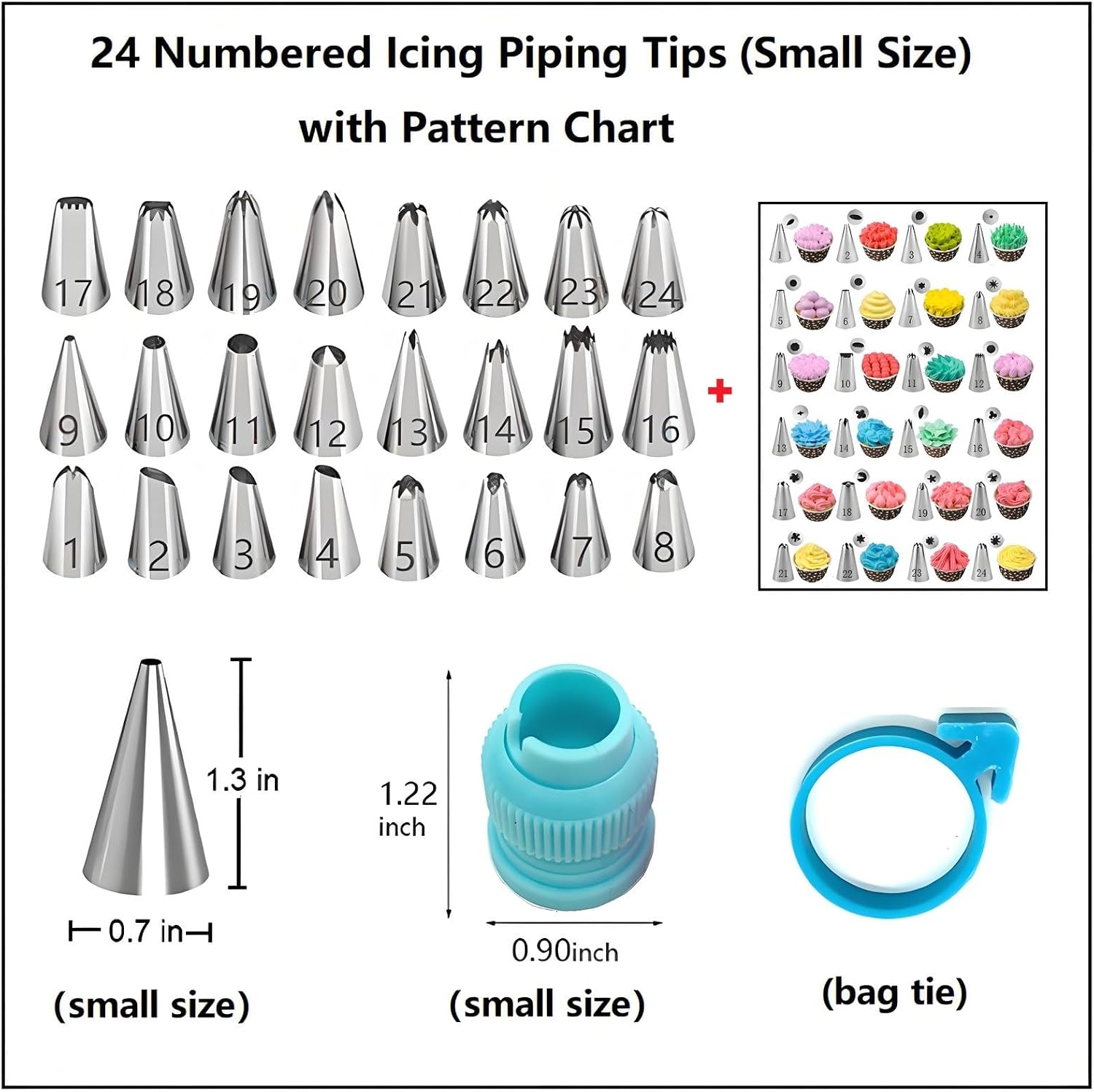 ANSLYQA Cake Decorating Kit, 193 Pcs Baking Tools | Cake Turntable, Leveler, 24 Numbered Icing Tips, 2 Spatulas, 3 Scrapers, 50 Pastry Bags, 50 Cupcake Liners & More, (Blue)