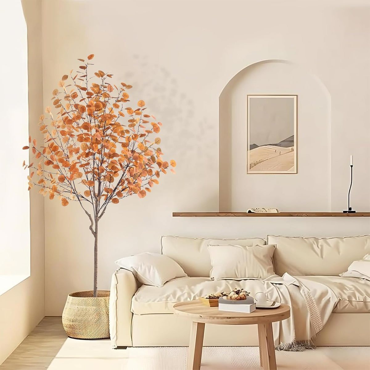 Artificial Eucalyptus Tree for Fall Decor, 6 FT Fall Tree with Realistic Euca...