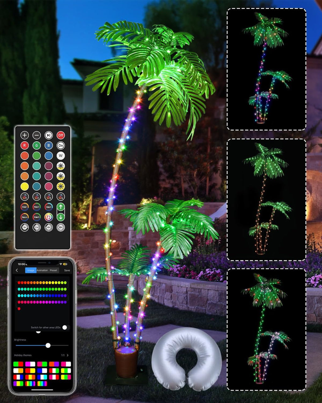 6ft smart led artificial palm tree with app, main product view