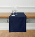 Solino Home Cotton Linen Navy Blue Table Runner 72 Inches Long - Hemstitch Table Runner 14 x 72 Inch for Dresser, Dining, Fall, Autumn, Halloween, Thanksgiving, Christmas, Holiday