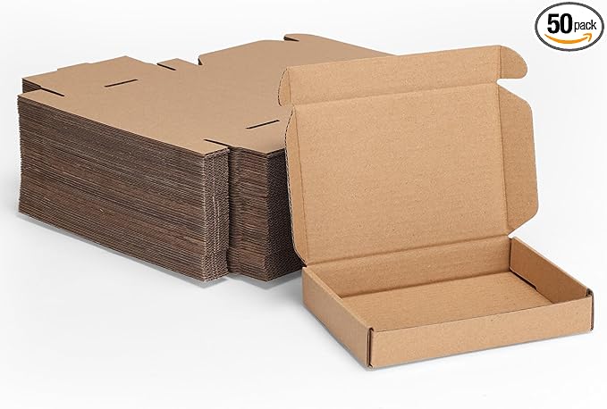 MEBRUDY 6x4x1 Inches Shipping Boxes Pack of 50, Small Corrugated Cardboard Box for Mailing Mailer Packing, Brown