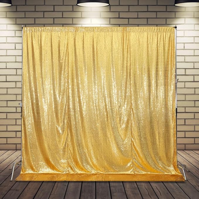 SquarePie Sequin Backdrop Curtain Not See Through Background for Wedding Party 20FT x 10FT Gold