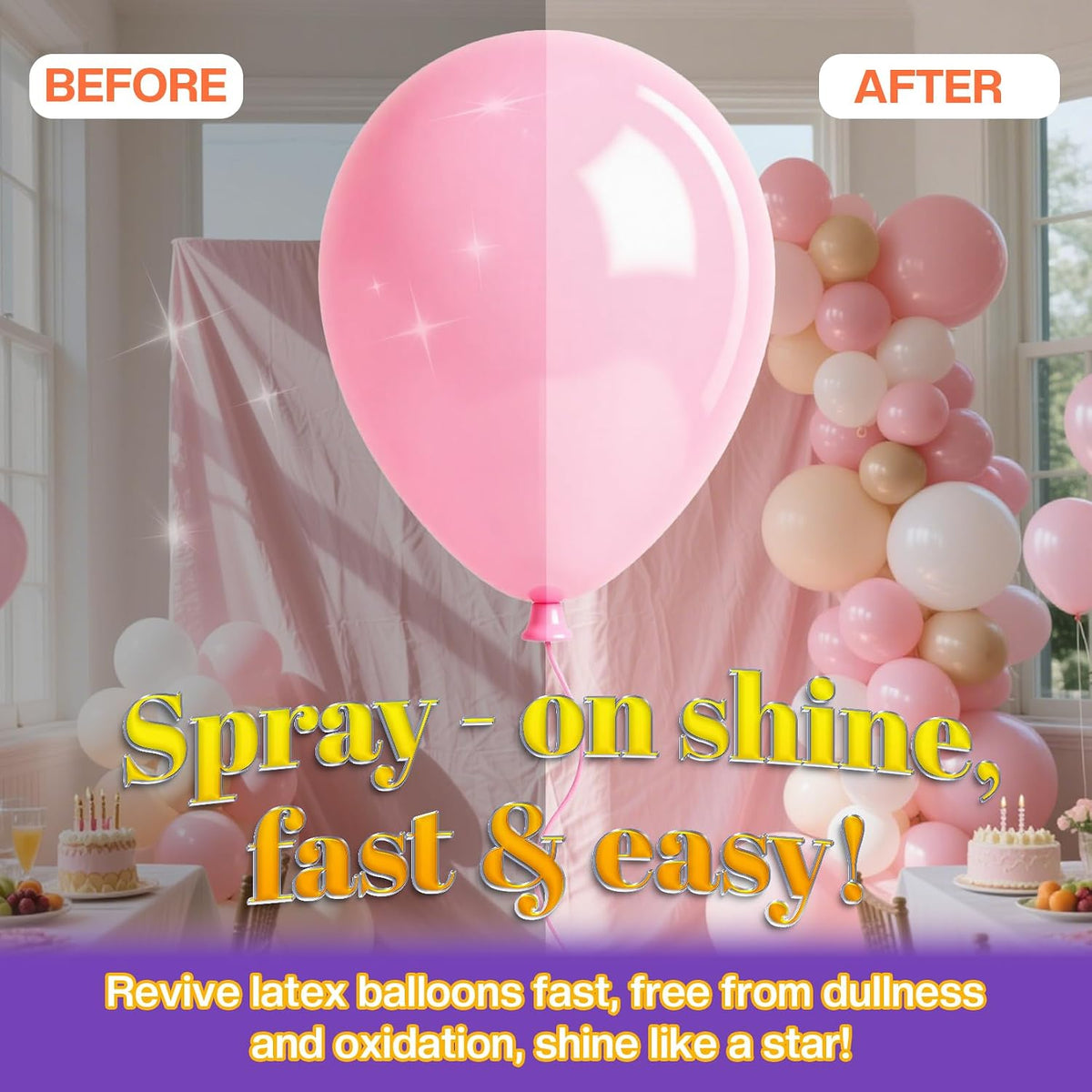 Balloon Shine Spray 15 oz : Silicone High Gloss for Party Decor 3 PACK