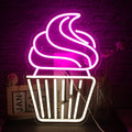 Cupcake Neon Sign Led Pink Warm White Neon Lights for Wall Decor Usb Light Up Signs for Bakery Dessert Shop Resturant Bar Cafe Candyland Party Decorations