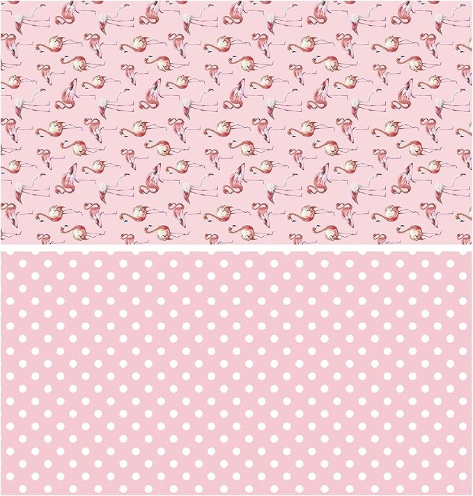 WRAPAHOLIC Reversible Flamingo Wrapping Paper - Mini Roll - 17 Inch X 33 Feet - Pink Flamingo Birthday Wrapping Paper Tropical Hawaii Design for Birthday, Holiday, Wedding, Baby Shower