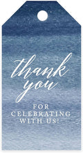 Andaz Press 100-Pack Thank You for Celebrating with Us Favor Tags Navy Blue Ombre Watercolor Cardstock Gift Tags with Bakers Twine for Wedding Baby Shower Bridal Shower Party Favors 2 x 3.75-Inches