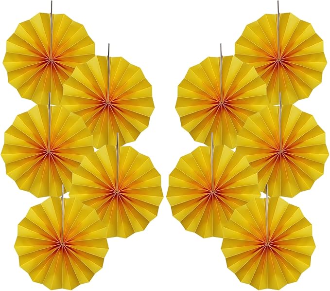 Yellow Birthday Decorations,DIY Yellow Paper Fans Hanging Decoration ,Party Supplies Party Fans 8in, Wedding Graduation Events Accessories 30 Color DIY Set （Yellow）