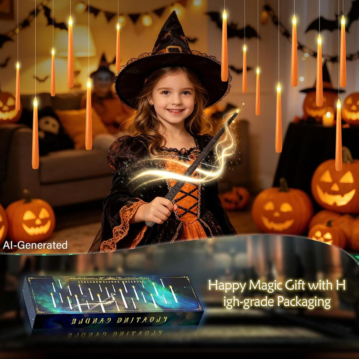kakoya Flameless Floating Candles with Wand，20 Pcs Magic LED Hanging Taper Ca...
