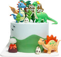 Dinosaur Cake Topper Dino Cake Decorations for kids Birthday Party Supplies | 12PCS 3D Dinosaur Cake Topper With Colorful Silicone Dinosaurs,Dinosaur Eggs,Grass,Trees,Happy Birthday