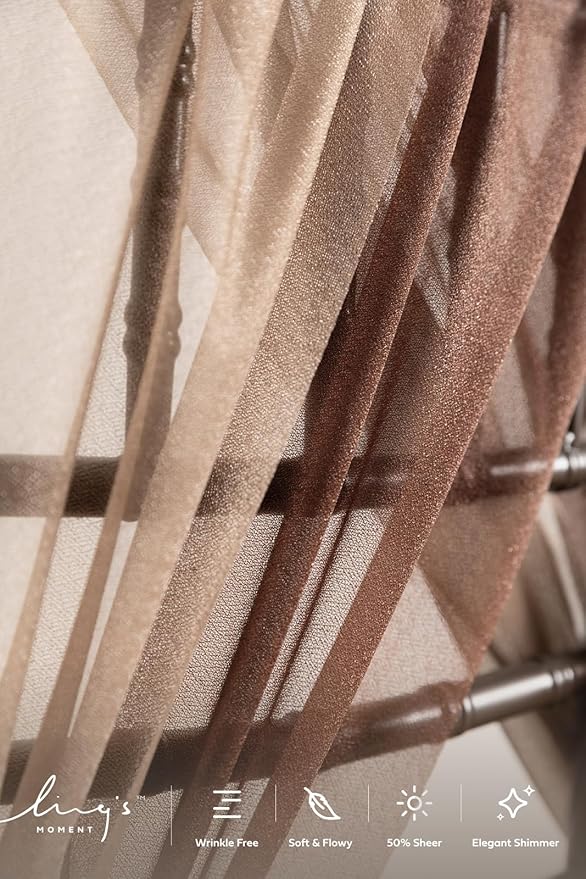 Ling's moment Wedding Chiffon Chair Sashes Cover Aisle Decorations Draping Fabric Wrinkle-Free with Tie 16 Pcs Cappuccino & Brown for Party Ceremony Reception Floral Arrangement Banquet Outdoor Decor