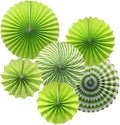 ADLKGG Party Hanging Paper Fans Set, Green Round Pattern Paper Garlands Decoration for Birthday Wedding Graduation Events Accessories, Set of 6