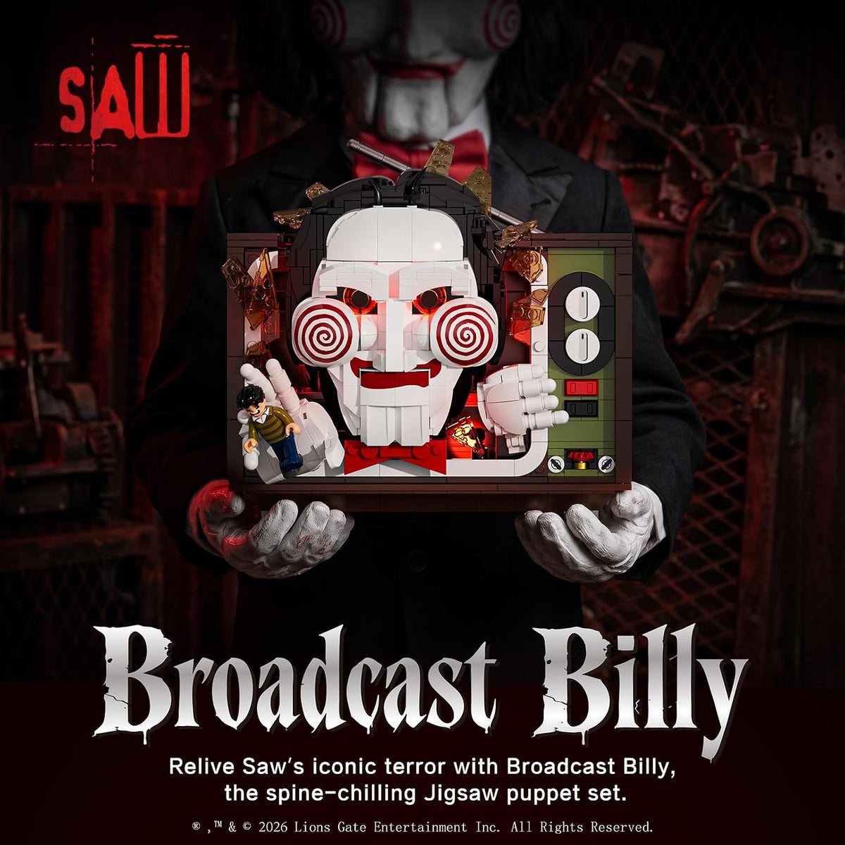 jaki saw billy television building set, official licensed shown in use