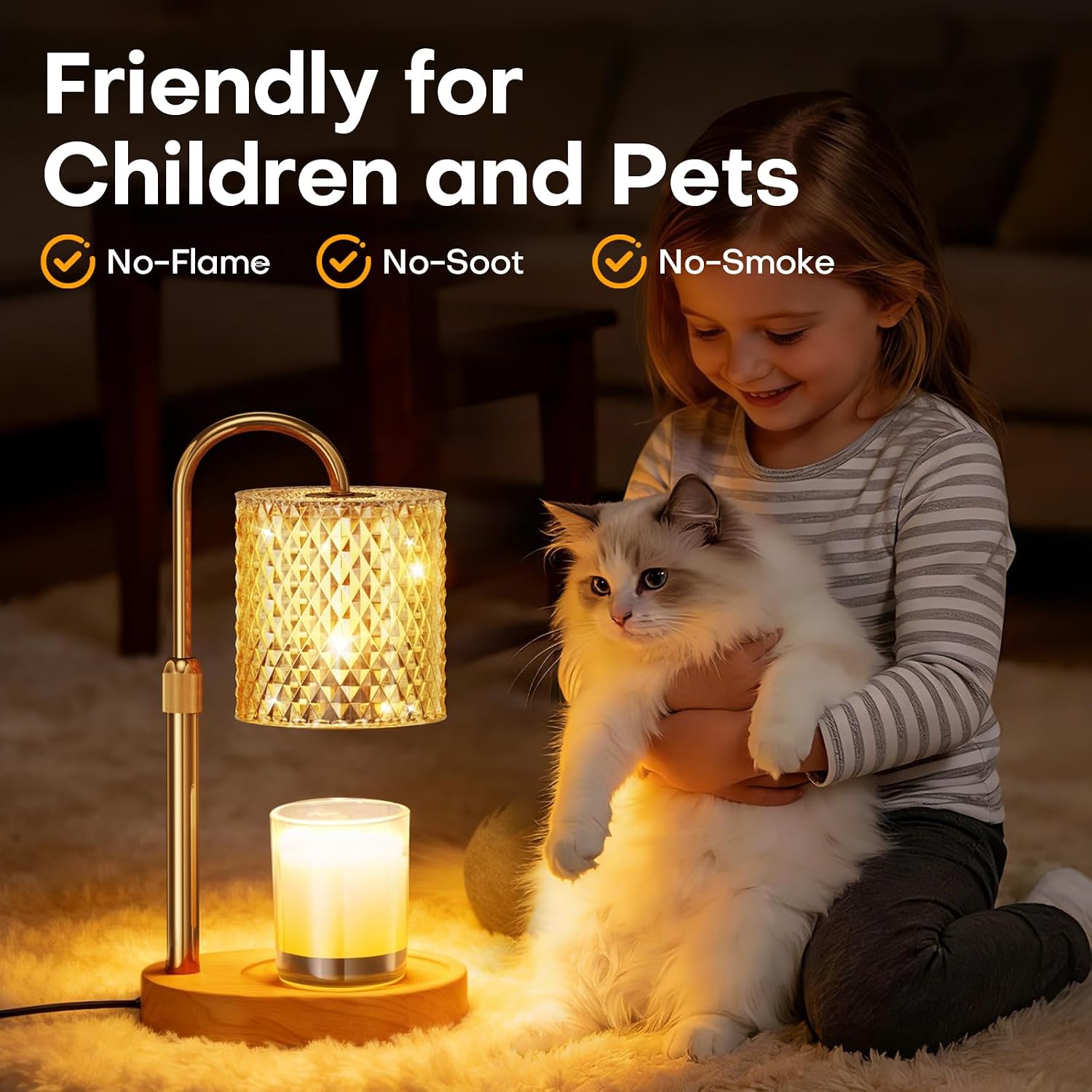 Candle Warmer Lamp with Timer Dimmer Height Adjustable Electric Candle Wax Warmer for Jar Candles Wax Melt Warmer with 2Bulbs Heater Lamp for Scented Wax for New Home Decor,House Warming Gifts