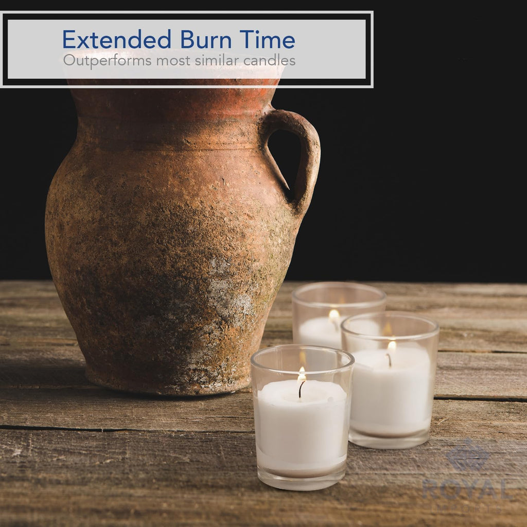 Royal Imports Unscented Clear Glass Votive Candles, Long 12 Hour Burn Time, for Home, Spa, Wedding, Birthday, Holiday, Restaurant, Party, Birthday, 36 Pack