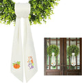 Fall & Halloween Wreath Sash for Front Door (59" Long) - Embroidered Ghost & Pumpkin Design for Boxwood Wreaths - 2-in-1 Autumn Ribbon Decor, Heavy Drape & Washable (1 Set)