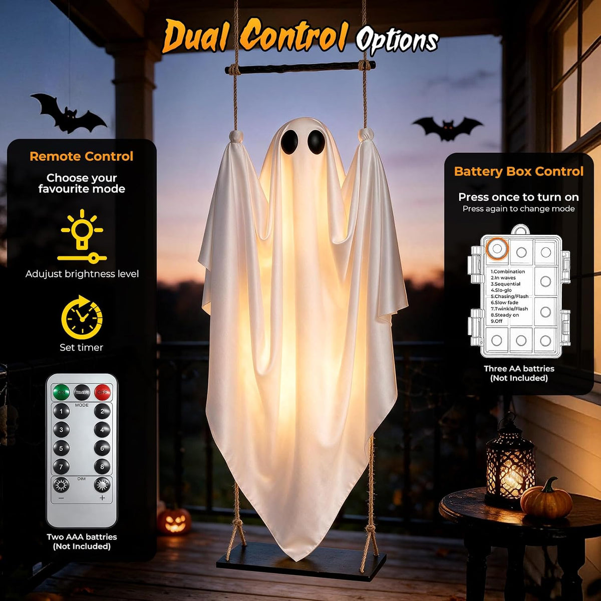DUSFAN 2 Pack Halloween Decorations Outdoor, 5 FT Pre-Assembled Hanging Swing...
