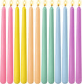 12 Pack 10 inch Multi-Color Taper Candle Set for Holiday Dinner Party, Unscented Long Candlesticks, Dripless and Smokeless, 7-8 Hours Burn
