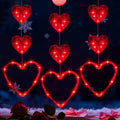 Artmag 3 Pcs Valentines Day Window Lights Decorations with Timer, Three Hearts Shaped Silhouette Battery Powered Hanging Led Lamp for Valentine's Day Lover Home Decor Red