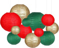 Green Red Paper Lanterns Decorative 12pcs Christmas Hanging Decorations for Graduation Anniversary Birthday Party