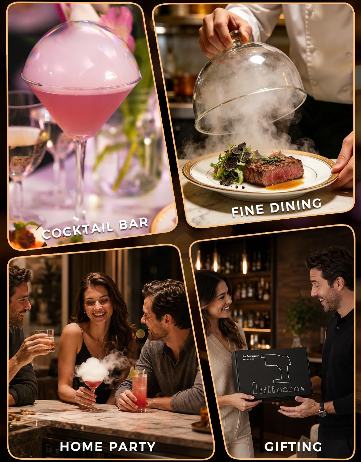 Cocktail Bubble Smoke Gun for Drinks - Creates Aromatic Smoke Bubbles