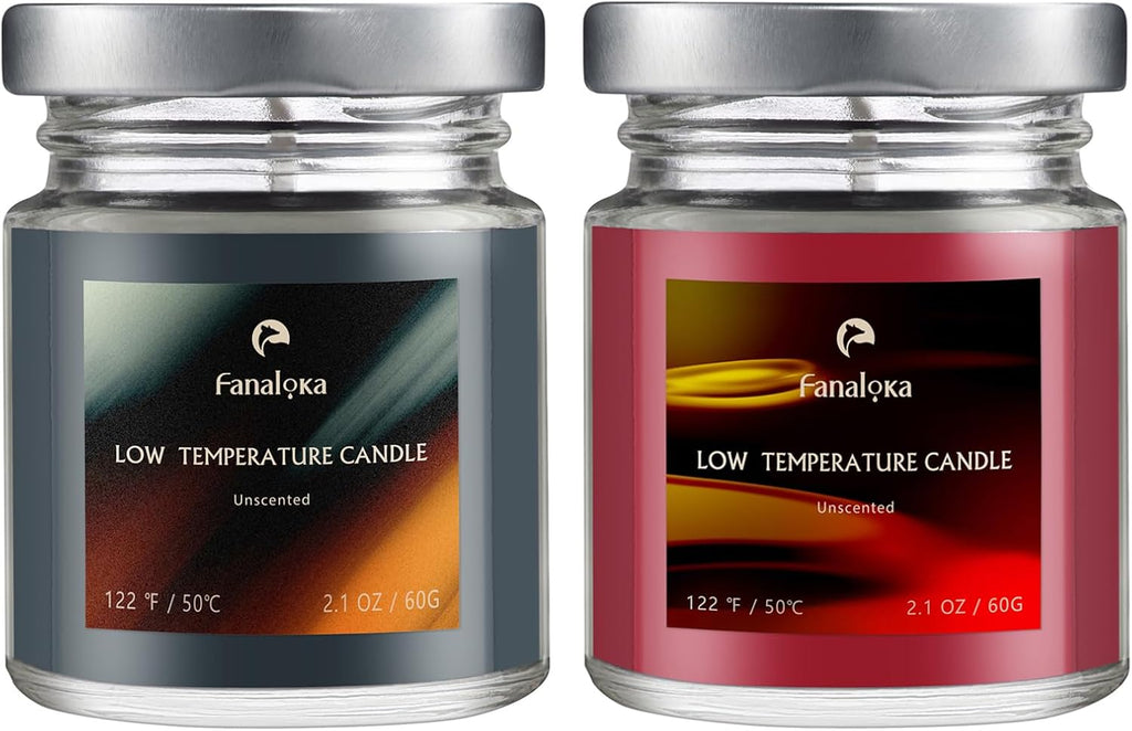 Low Temperature Candles Sets, Low Heat Body Safe Candles, Unscented, Black & Red (4.2 oz Variety Pack, 2 Pack)- FANALOKA