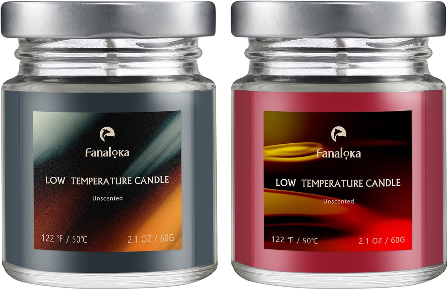 Low Temperature Candles Sets, Low Heat Body Safe Candles, Unscented, Black & Red (4.2 oz Variety Pack, 2 Pack)- FANALOKA
