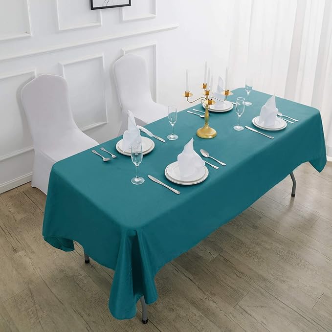 Rectangle Tablecloth 60x120 inch Washable Polyester Fabric Table Cloth for Wedding Party Dining Banquet Decoration（60x120, Teal）