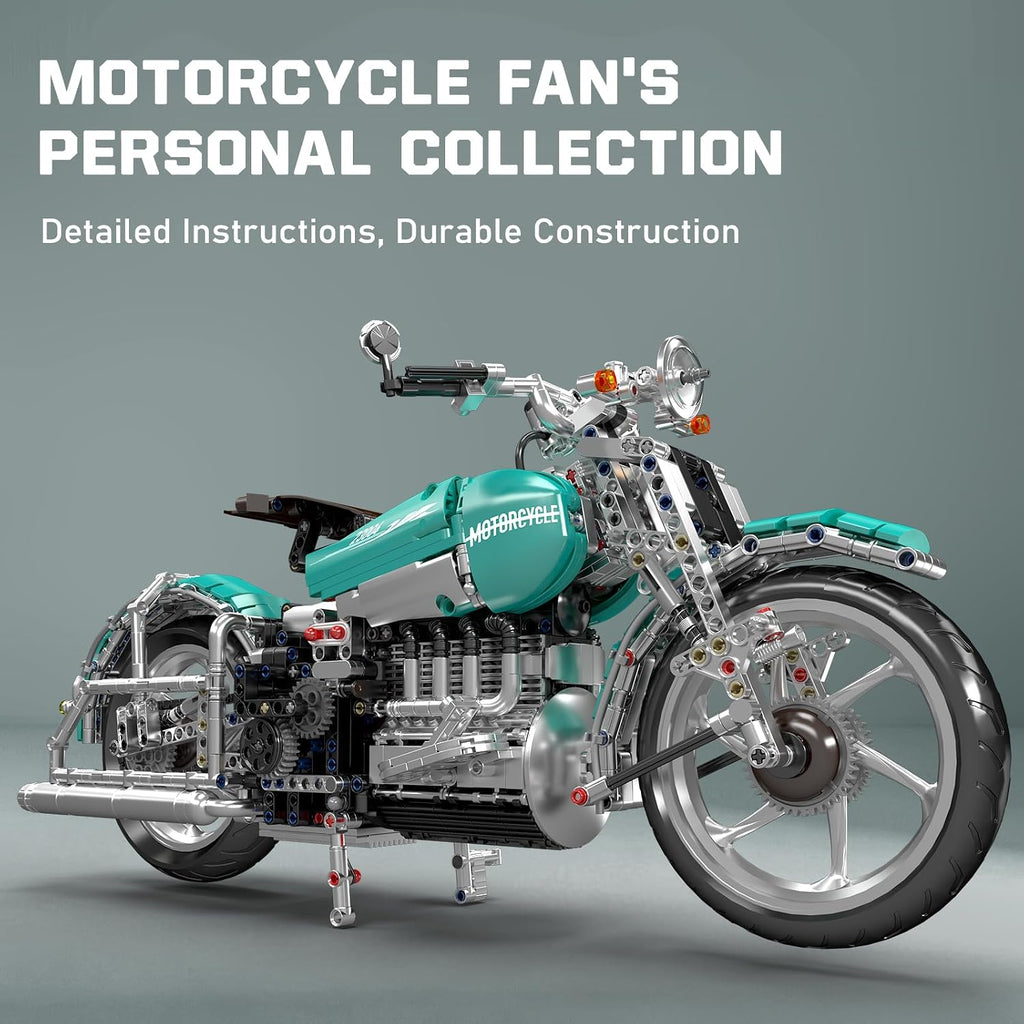 mould king 23004 american cruiser motorcycle building set showing dimensions