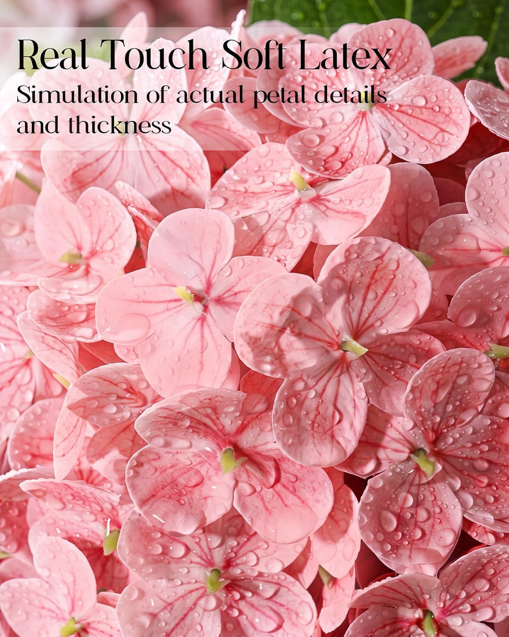 hydrangea artificial flowers with vase, real touch latex shown in use