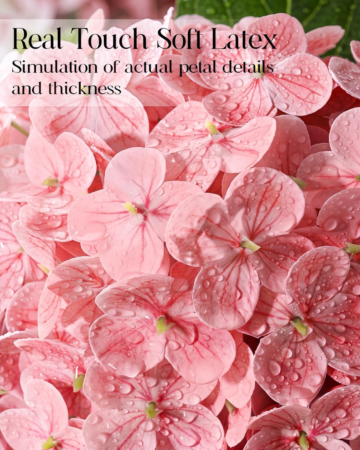 hydrangea artificial flowers with vase, real touch latex shown in use