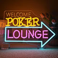 Looklight Welcome Poker Lounge Neon Sign for Wall Decor Right Arrow LED Light Sign Decoration for Bedroom Casino Bar Hotel Play Room Birthday Party, Suitable for Dormitory Man Cave