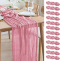 Asee'm 12pcs Cheesecloth Table Runner 120 Inches Long Pink Boho Gauze Cheese Cloth Runner 10FT Rustic Sheer Table Runners for Christmas Wedding Party Baby Shower Spring Easter Decoration