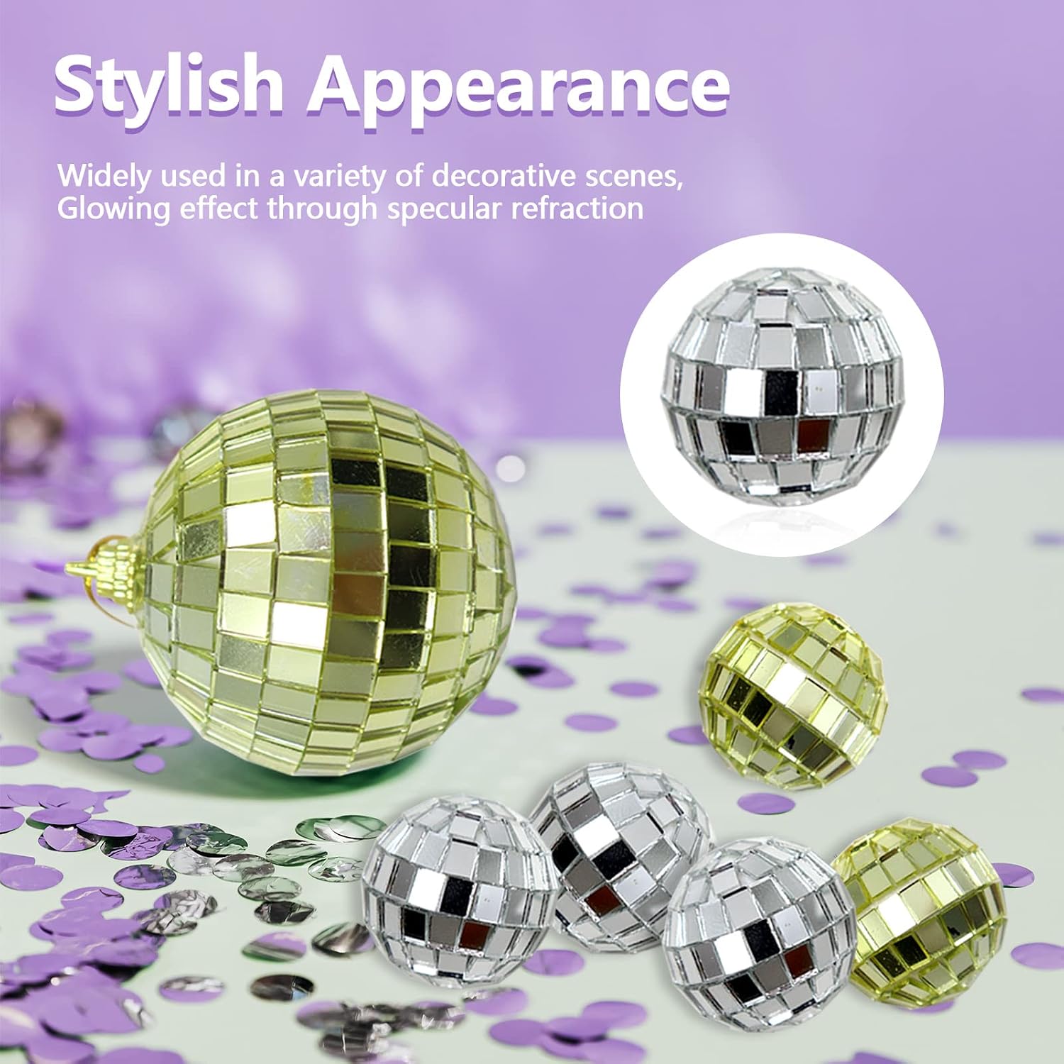 30Pcs Small Mirror Disco Ball 3cm 1.18in Diameter, Christmas Ball Ornaments, Cake Party Stage Decoration Ball, Disco Mirror Reflective Ball (Silver)