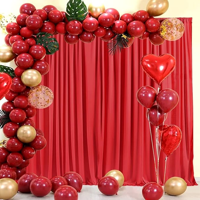 AK TRADING CO. 10 feet x 8 feet IFR Polyester Backdrop Drapes Curtains Panels with Rod Pockets - Wedding Ceremony Party Home Window Decorations - RED