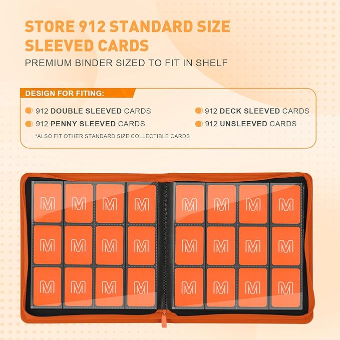 Premium Card Binder 12 Pocket for 720 Pockets Trading Card Binder, PU Zipper Card Collection Album, Sturdy Side-Loading Card Book Holder for MTG, TCG, Game Cards, Sports Cards