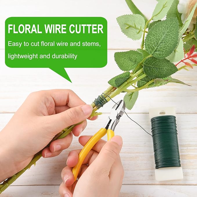 CHRORINE Floral Arrangement Kit Floral Tapes 22 Guage Floral Stem Wire 26 Gauge Green Floral Wire for Bouquet Wreath Making Supplies