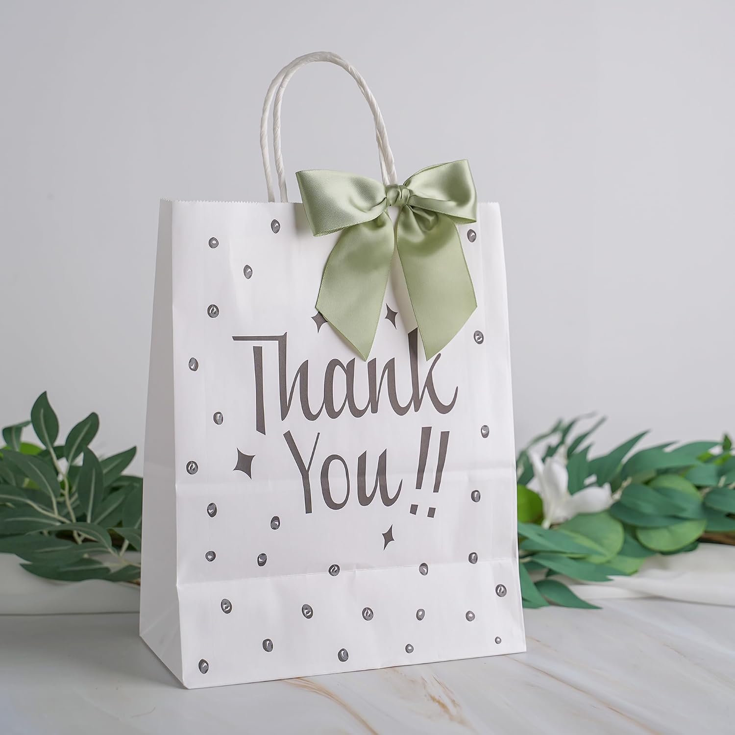 AIMUDI Sage Green Bows - 4.5" Pre-Tied Ribbon Bows for Wedding, Baby Shower, Bridal Shower & Party Favor - 36 PCs
