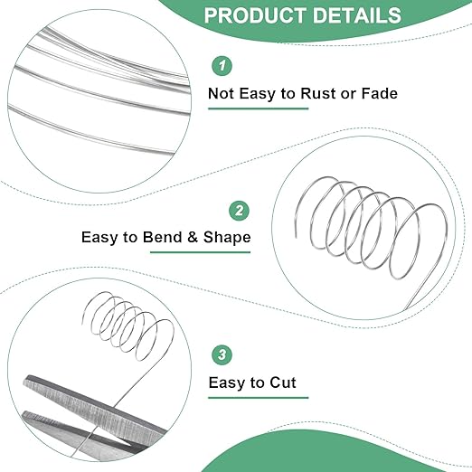 0.3mm Jewelry Wire, 28 Gauge 328FT Craft Wire Copper Beading Wire for Jewelry Making/Planting/Weaving/DIY Crafting, Soft Metal Wires [100M, Silver White]