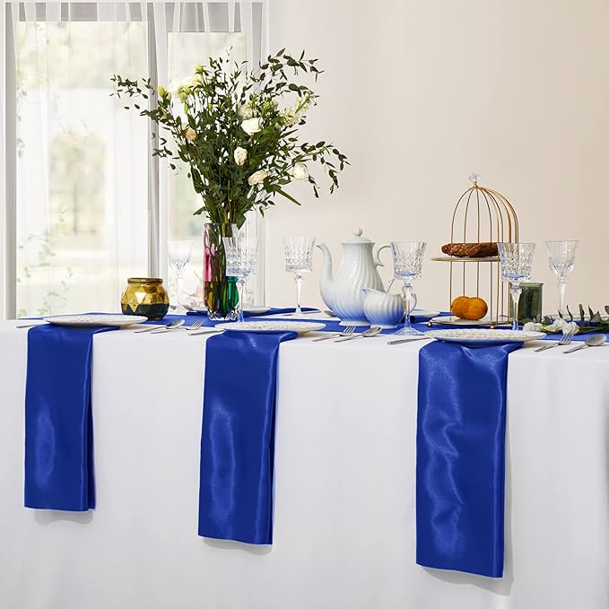 Horbaunal 30 Pack Royal Blue Satin Napkins 17 x 17 Inch, Square Soft Table Dinner Napkins, Silky Cloth Napkins Table Decoration for Weddings Banquets Parties